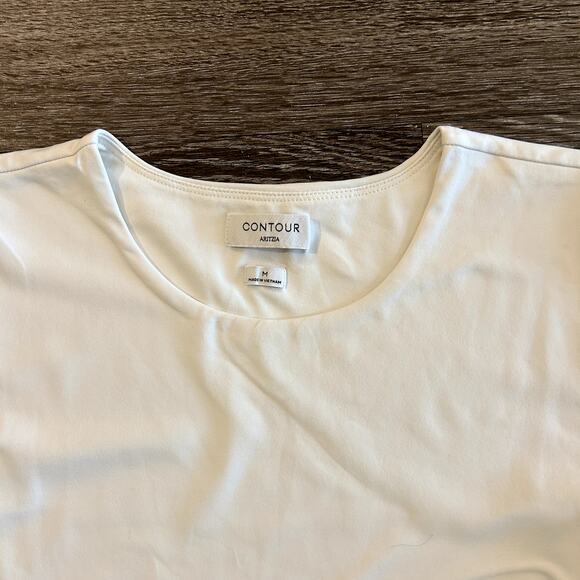 Aritzia Contour Crew Bodysuit Light Birch White Long Sleeve Size Medium M Fitted - Picture 5 of 16